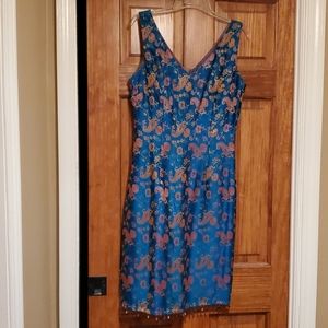 V-neck satin sheath style dress